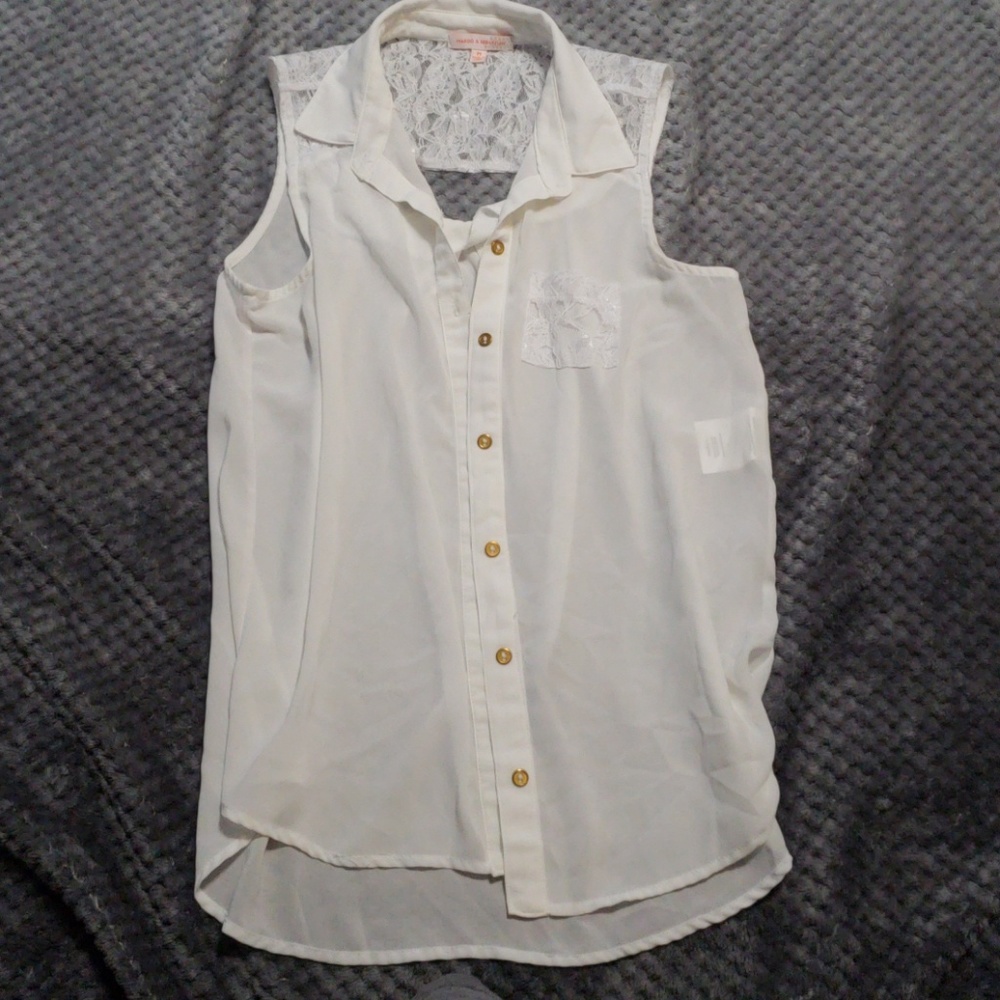 White top with lace back